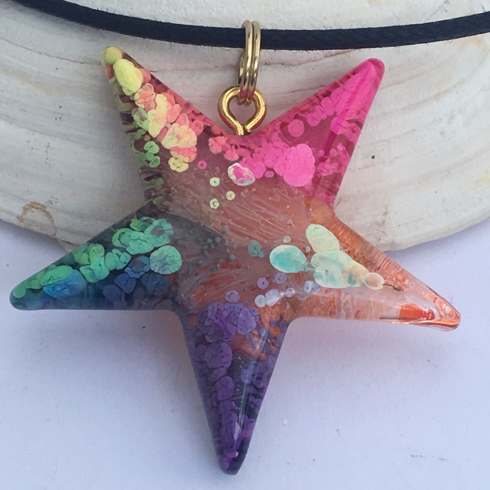 Hand painted Start Necklace